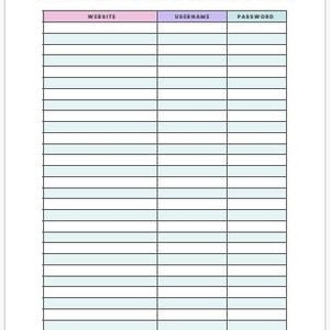 Password Tracker Printable | Secure Password Keeper A4 & Letter | Instant PDF
