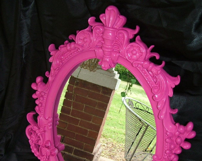 RESERVED HOT Pink Mirror, Ornate Mirror, Nursery, Hollywood Regency