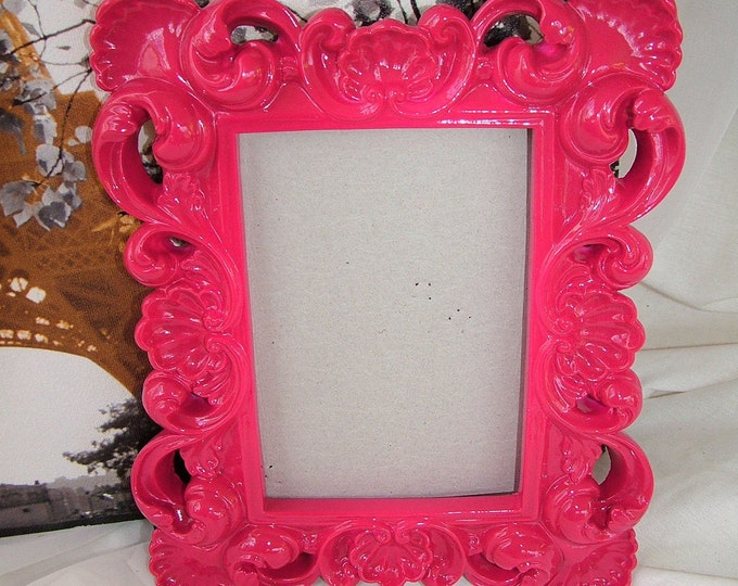 Ornate Hot Pink Mirror or Picture Frame Paris,hollywood Regency, Paris