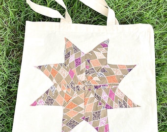 Bolsa de lona vintage para el mercado de Star Quilt: hecha a mano