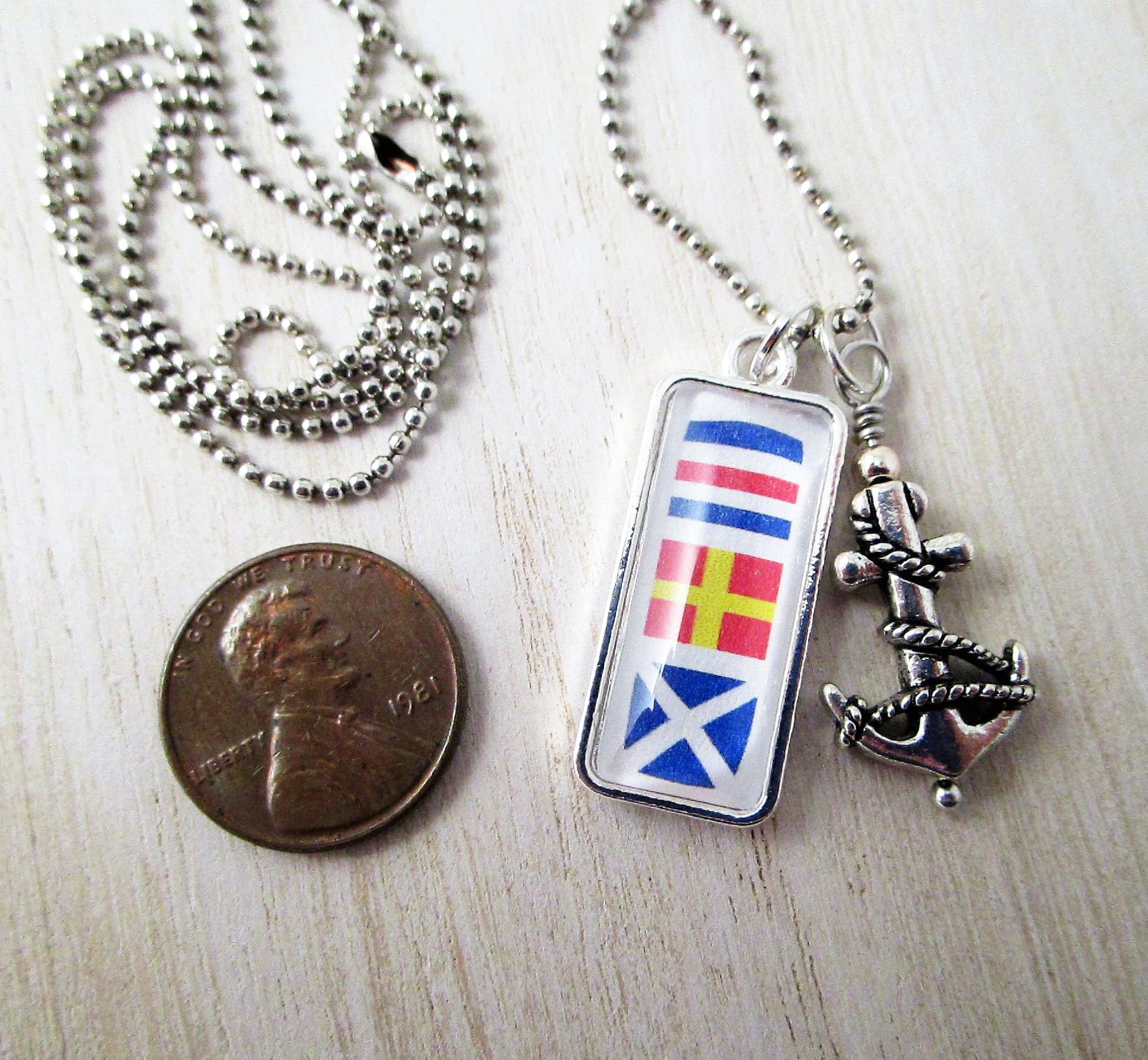 Custom Signal Flags Pendant Necklace Silver 1 x Etsy.de