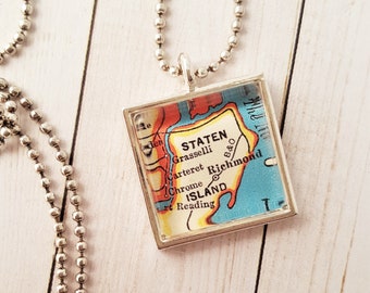 Staten Island Map Necklace, Custom New York Jewelry Gift