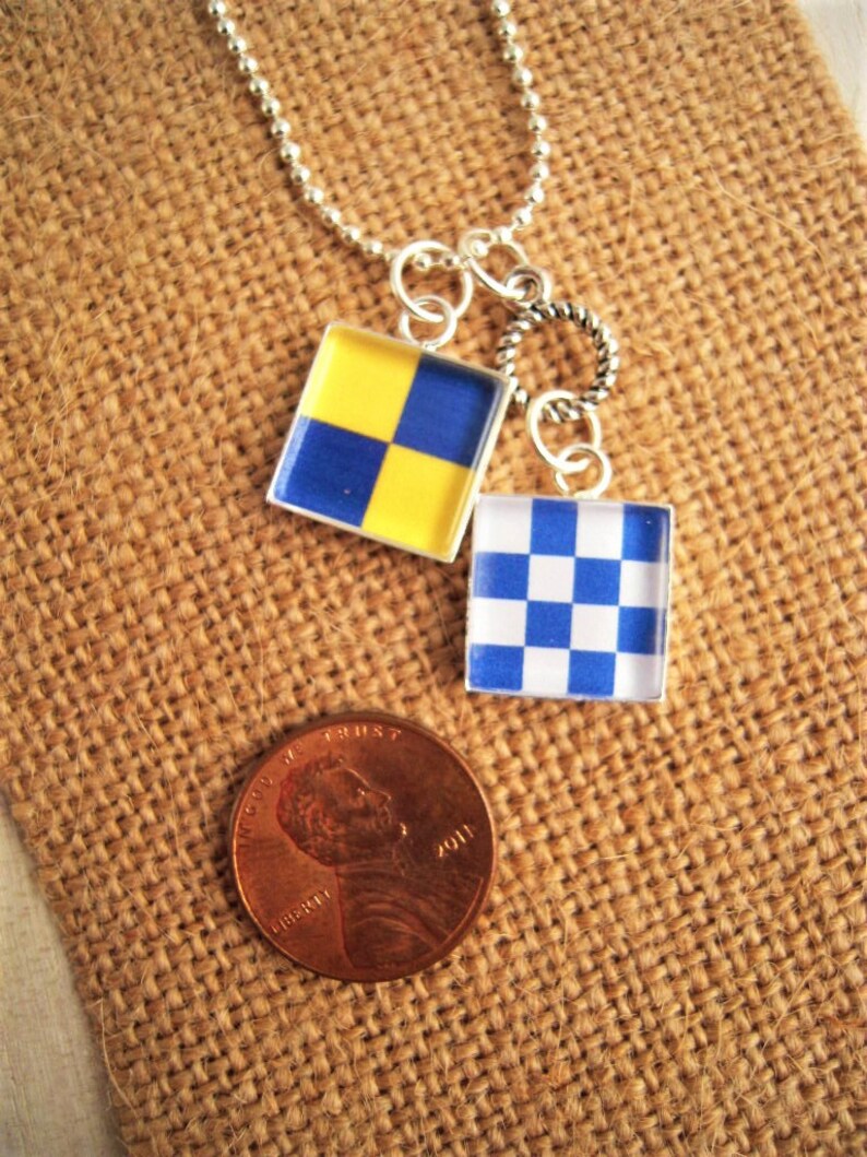 Custom 1/2 Signal Flags Necklace Charms Nautical Jewelry Etsy