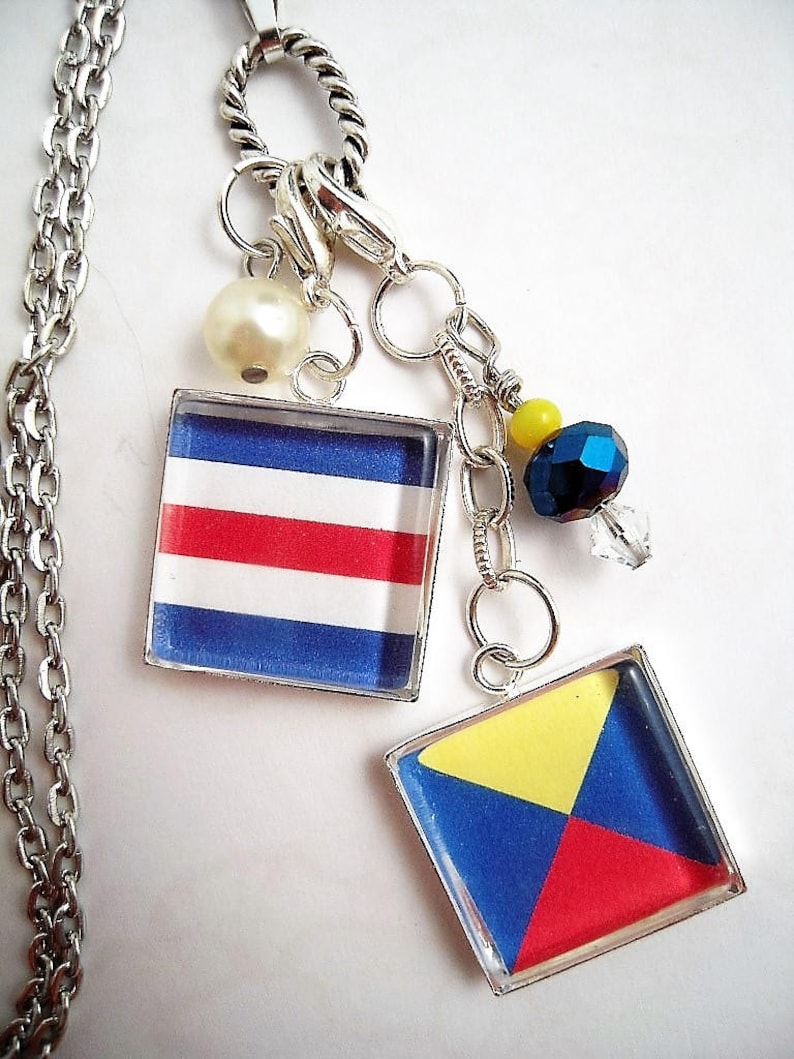 Custom Signal Flags Necklace Charms Nautical Flags Jewelry Etsy