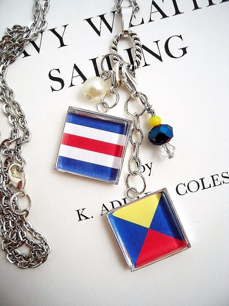 Custom Signal Flags Necklace Charms Nautical Flags Jewelry Etsy