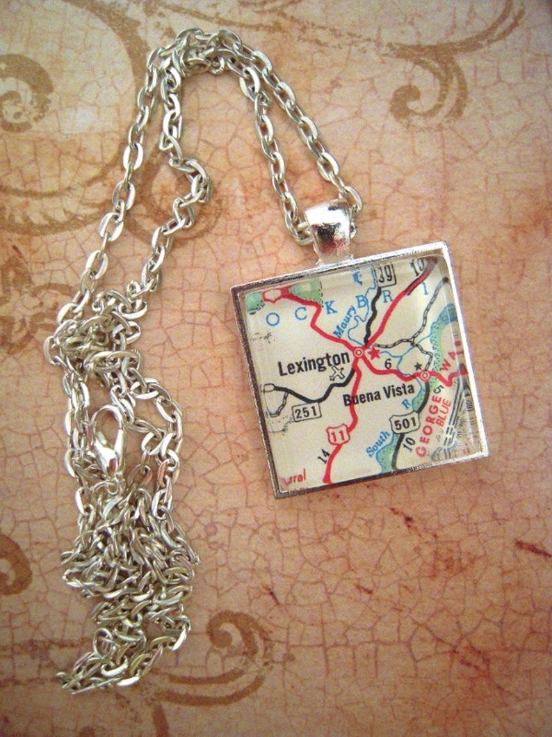 Lexington Virginia Custom Map Jewelry Buena Vista VA Vintage Etsy