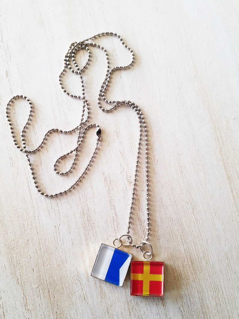 Custom 1/2 Signal Flags Necklace Charms Nautical Jewelry Etsy