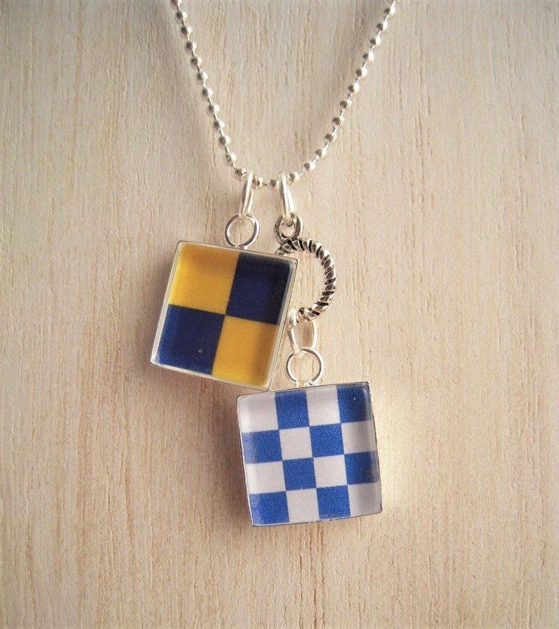 Custom 1/2 Signal Flags Necklace Charms Nautical Jewelry Etsy