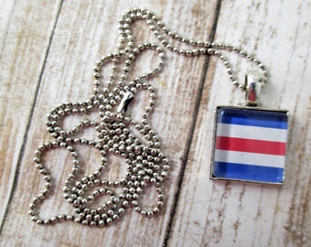 Petite Custom 5/8" 16mm Signal Flag Pendant Necklace Your Choice Silver Metal Charm Jewelry Nautical Sailing Cruising Military Gift Ideas