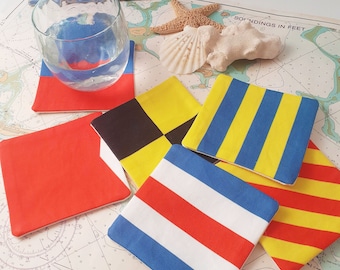 Nautical Signal Flag Coaster, 100% Cotton Twill, Sailing Gift