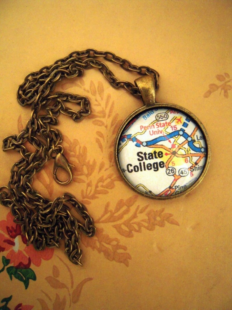 Custom Map Jewelry State College Penn State Pennsylvania Etsy