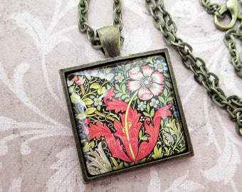 Vintage William Morris Pendant Necklace Arts & Crafts Print Compton Craftsman Style Jewelry Artist Gift Ideas
