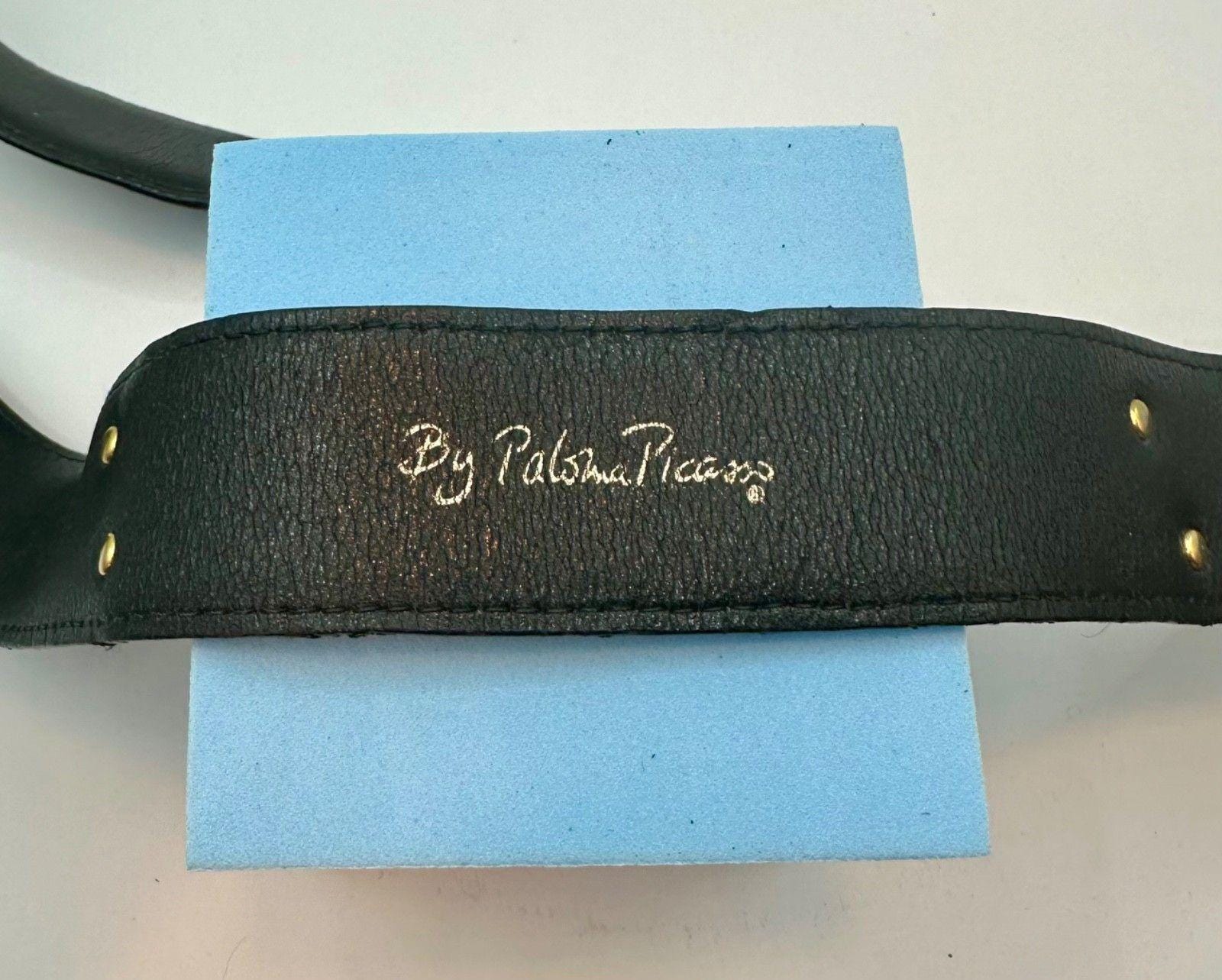 RARE Paloma Picasso Black X Leather Belt - Vintage 80 display picture 3