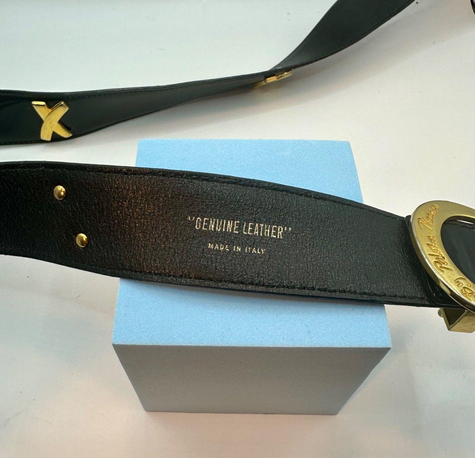 RARE Paloma Picasso Black X Leather Belt - Vintage 80 display picture 1