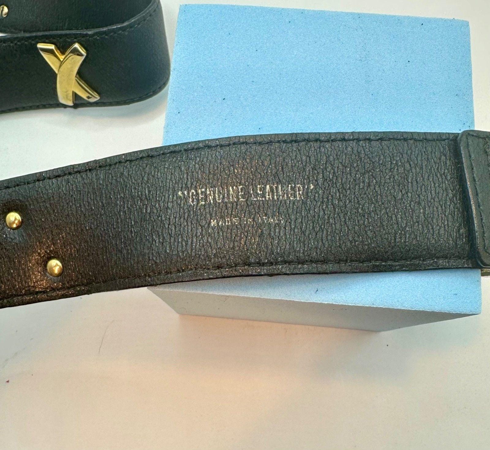 RARE Paloma Picasso black X leather belt - Vintage 80\'s LOOK! Small Paloma Picasso Belt - Etsy main image 4