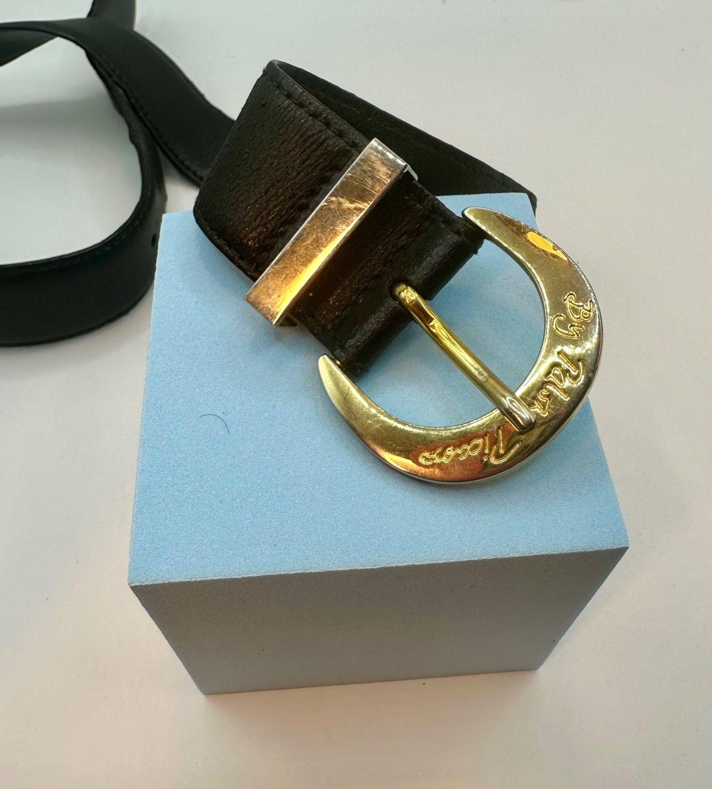 RARE Paloma Picasso Black X Leather Belt - Vintage 80 display picture 2