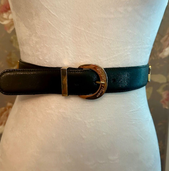 RARE Paloma Picasso Black X Leather Belt - Vintage 80 display picture 1