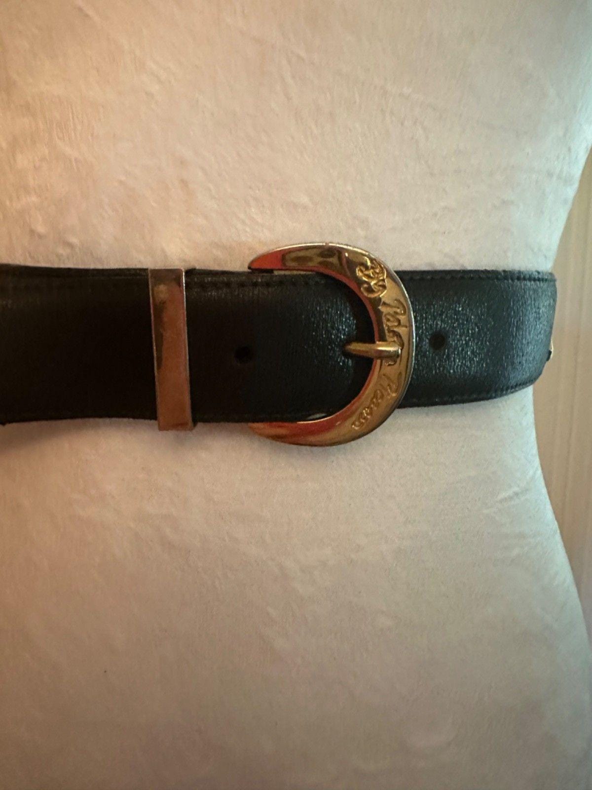 RARE Paloma Picasso Black X Leather Belt - Vintage 80 display picture 1