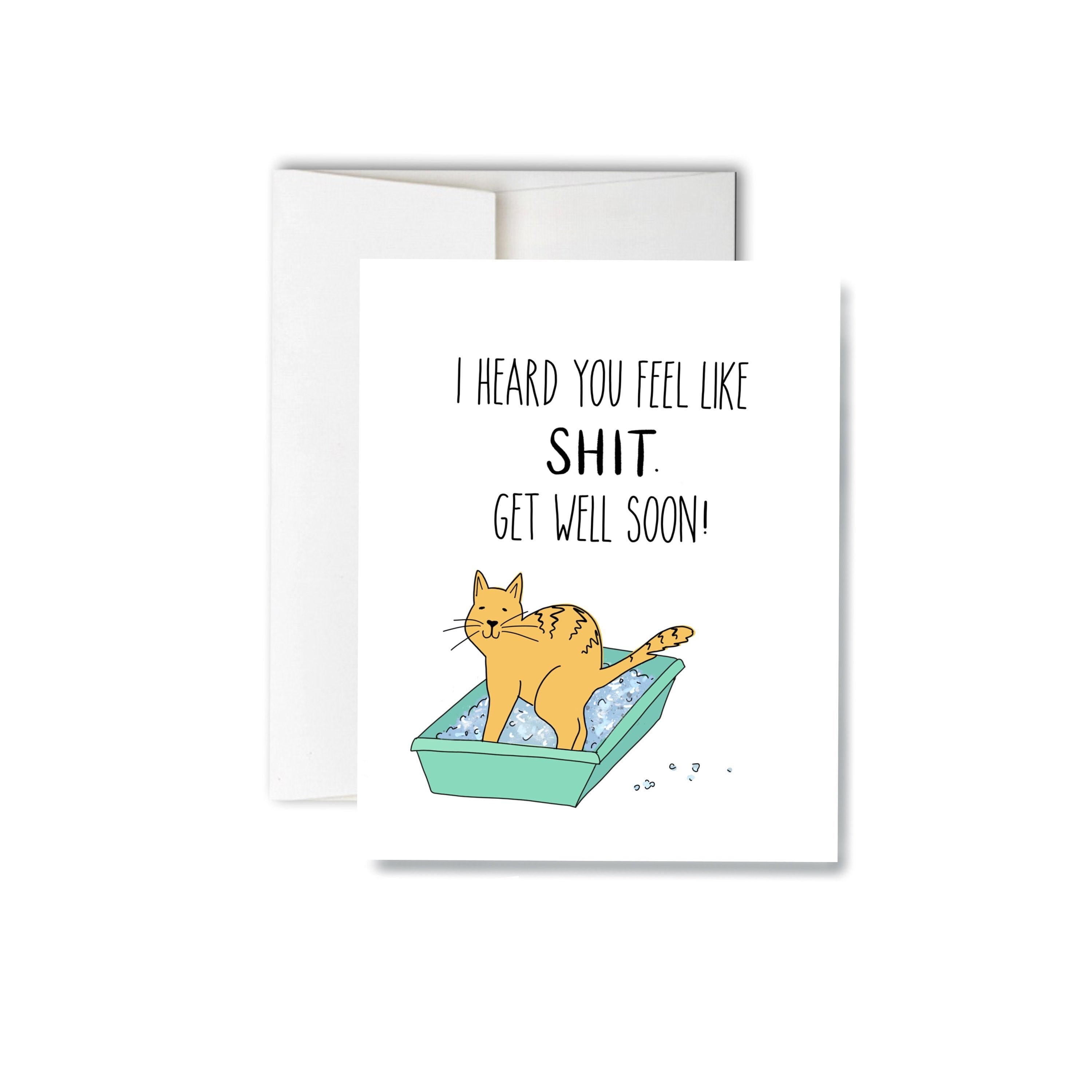 Funny Get Well Soon Cards for Women – Cat Feline Better – Get Well Cards for Men Speedy