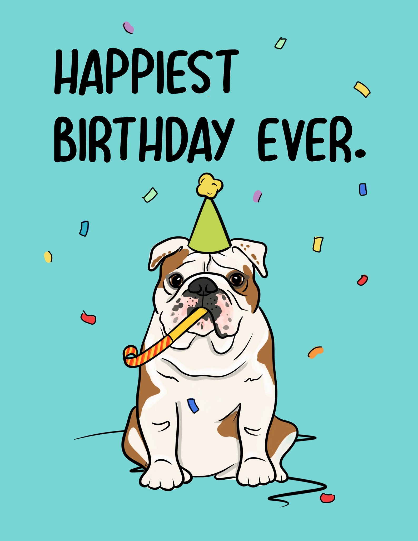 Happy Birthday Bulldog Card Happy Birthday Birthday Party - Etsy