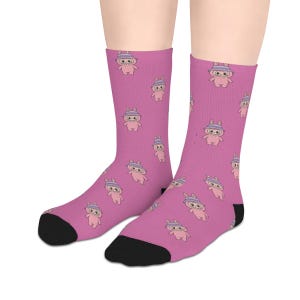 Custom Labubu Socks – Personalized Cute Monster Socks with Name, Colors, Accessories – Fun Gift for Girls, Kids & Kawaii Fans