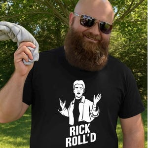 Rick Roll&#39;d Champion T-Shirt, Funny Gift, Meme Apparel, Casual Wear, Music Lovers Tee, Retro Humor Shirt