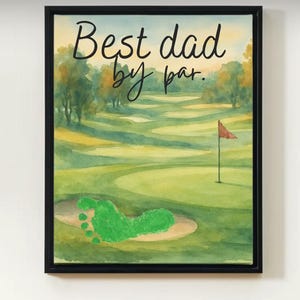 Cartão de golfe para o Dia dos Pais para download digital instantâneo - Arte com pegada infantil | melhor pai/melhor pai por par - Presente para pai | Artesanato de lembrança DIY