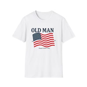 Patriotic Father&#39;s Day T-Shirt, Old Man Tee, old navy flag shirt inspired fathers Day Gift, All-American Style, Casual, Holiday Apparel