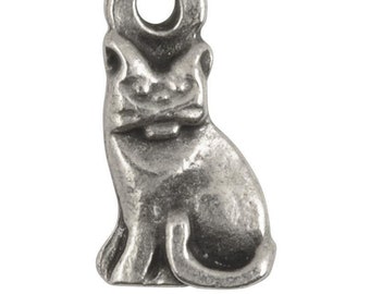 Casting Charm-10x15mm Tiny Cat-Antique Silver-Quantity 1