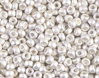 Seed Beads-80 Round-961F Matte Bright Sterling Plated-Miyuki-7 Grams