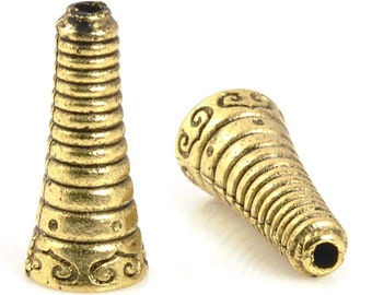 Click for Bulk Discounts Antique Gold or Antique Copper Plated Pewter Heirloom Cone Bead Caps TierraCast Antique Silver