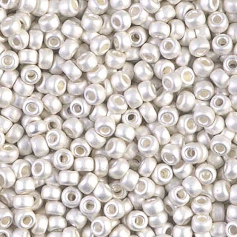 Seed Beads-80 Round-961F Matte Bright Sterling Plated-Miyuki-7 Grams