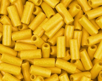 Ceramic Beads-8x4mm Tube-Indian Yellow-Quantity 25