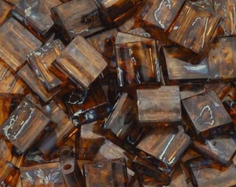 Seed Beads-5mm Tila-4502 Transparent Dark Topaz Picasso-Miyuki-7 Grams