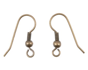 Findings-20mm French Ear Wire-Antique Brass-Quantity 6 (3 Pairs)