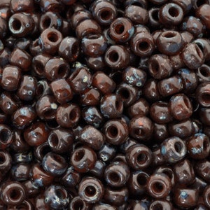 Seed Beads-11/0 Round-4503 Transparent Flame Red Picasso-Miyuki-16 Grams