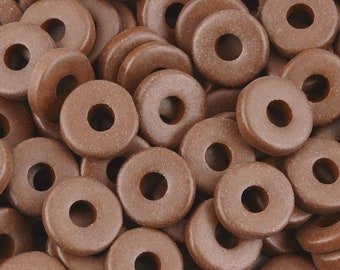 Ceramic Beads-8mm Round Disc-Pastel Brown-Quantity 25