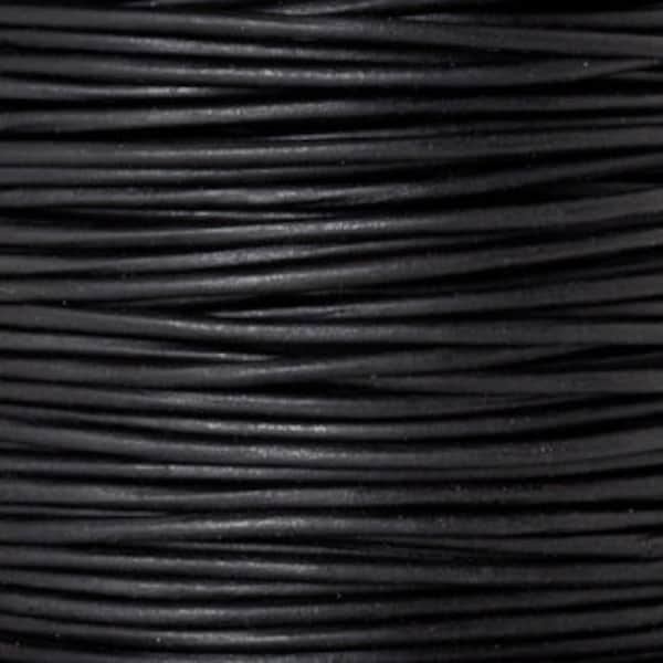 Leather-1.5mm Round Cord-Soft-Natural Black-10 Meter Spool