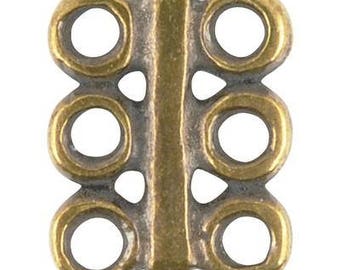 Casting-10x12mm Bar Connector-6 Hole-Antique Bronze-Quantity 1