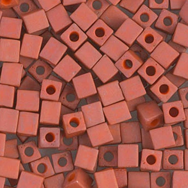 Seed Beads-4mm Cube-1236 Matte Opaque Terra Cotta-Miyuki-7 Grams