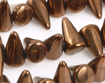 Glass Beads-5x8mm Mini Spike-Jet Bronze-Czech-Quantity 1