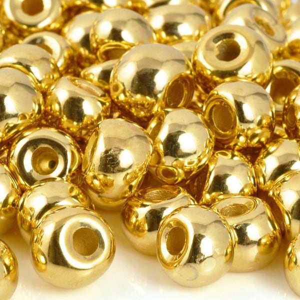 Ceramic Beads-10mm Rondelle Shaped-Gold-Quantity 5