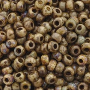 Seed Beads-8/0 Round-4517 Opaque Brown Picasso-Miyuki-16 Grams