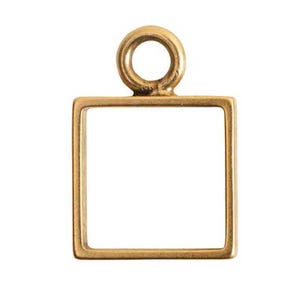 May include: Gold-toned metal square frame pendant with a loop at the top.