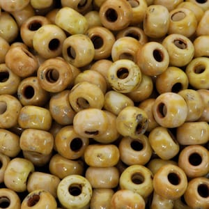Seed Beads-6/0 Round-4512 Opaque Yellow Picasso-Miyuki-16 Grams