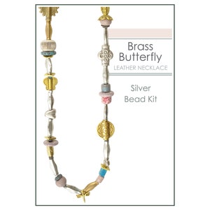 Bead Kits-Brass Butterfly-Single Necklace Kit-Silver-Quantity 1