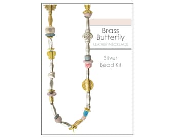 Bead Kits-Brass Butterfly-Single Necklace Kit-Silver-Quantity 1