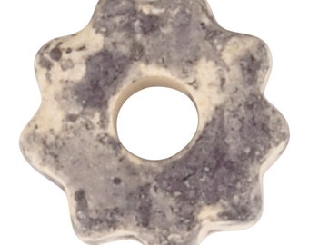 Ceramic Beads-9mm Ridged Disc-Dark Taupe Splash-Quantity 25