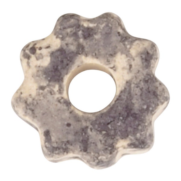 Ceramic Beads-9mm Ridged Disc-Dark Taupe Splash-Quantity 25