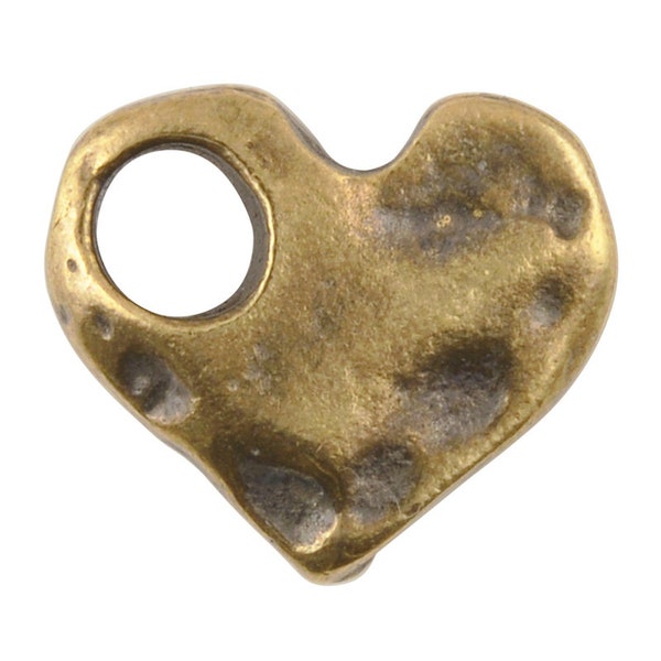 Casting-17x15mm Hammered Heart-Large Hole-Antique Bronze-Quantity 1